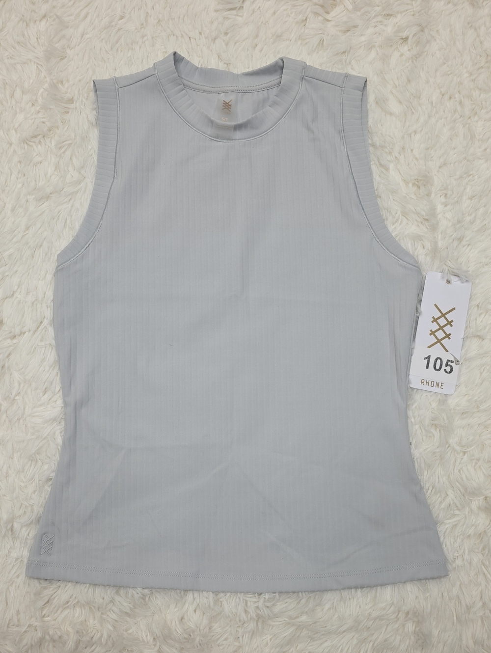 Rhone Sleeveless Ribbed Tank - Grey Mist. Size S. NWT